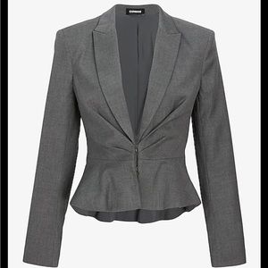 Cinched waist cropped business blazer Gray